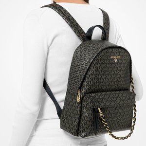 Michael Kors MMK x 007 black metallic slater medium backpack